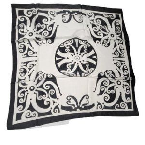 Black and White Silk Handpainted Square Scarf  - NEW